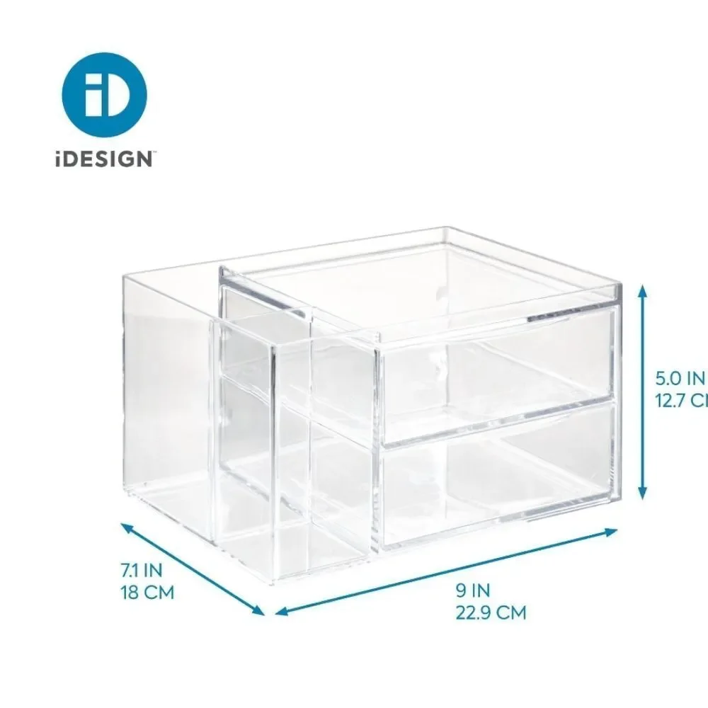IDesign Chloe Clear Two Drawer Side Divider Organizer